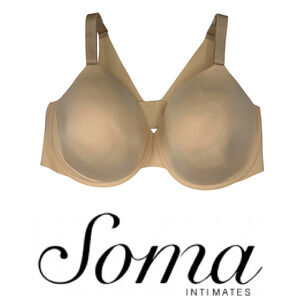 New Soma Vanishing 360 Perfect Coverage Bra Pale Sand Plus Sz 44D 44 D NWOT